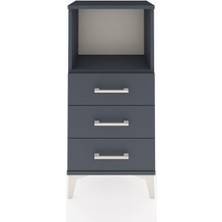 Arges Komodin Tek Raflı 3 Çekmeceli 44X30X96 Antrasit-Antrasit