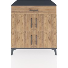 Kronos Şifonyer 3 Raflı Tek Çekmeceli 4 Kapaklı 88X59X96 Antrasit-Çam