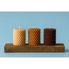 3 Adet Bubble Silindir Kahve Tonlu Dekoratif Kokulu Mum - Pearly Candle