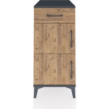 Kronos Komodin Tek Raflı Tek Çekmeceli 2 Kapaklı 44X59X96 Antrasit-Çam