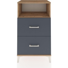 Hyperion Komodin Tek Raflı 2 Çekmeceli 60X44X106 Çam-Antrasit