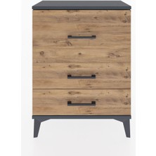 Arges Komodin 3 Çekmeceli 60X30X80 Antrasit-Çam