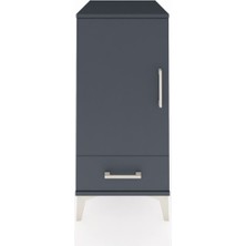 Kronos Komodin 3 Raflı Tek Çekmeceli Tek Kapaklı 44X59X96 Antrasit-Antrasit