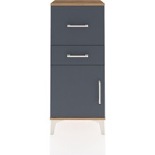 Arges Komodin Tek Raflı 2 Çekmeceli Tek Kapaklı 44X30X106 Çam-Antrasit