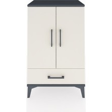 Hyperion Komodin 3 Raflı Tek Çekmeceli 2 Kapaklı 60X44X96 Antrasit-Aytaşı