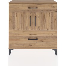 Arges Şifonyer 2 Raflı 2 Çekmeceli 2 Kapaklı 88X30X96 Çam-Çam