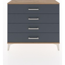 Arges Şifonyer 4 Çekmeceli 88X30X80 Çam-Antrasit