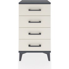 Arges Komodin 4 Çekmeceli 44X30X80 Antrasit-Aytaşı