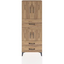 Arges Dolap 3 Raflı 3 Çekmeceli 4 Kapaklı 60X30X163 Çam-Çam