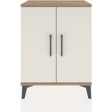 Arges Komodin 2 Raflı 2 Kapaklı 60X30X80 Çam-Aytaşı