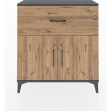 Arges Şifonyer Tek Raflı Tek Çekmeceli 2 Kapaklı 88X30X96 Antrasit-Çam