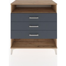 Hyperion Şifonyer Tek Raflı 3 Çekmeceli 88X44X96 Çam-Antrasit