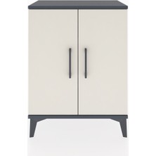 Arges Komodin 2 Raflı 2 Kapaklı 60X30X80 Antrasit-Aytaşı