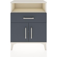 Arges Komodin 2 Raflı Tek Çekmeceli 2 Kapaklı 60X30X80 Aytaşı-Antrasit