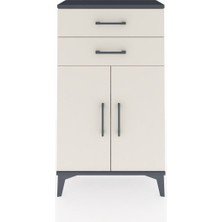 Arges Komodin Tek Raflı 2 Çekmeceli 2 Kapaklı 60X30X106 Antrasit-Aytaşı