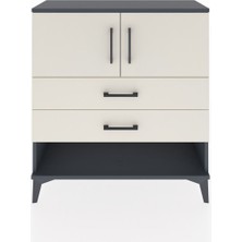 Arges Şifonyer 2 Raflı 2 Çekmeceli 2 Kapaklı 88X30X96 Antrasit-Aytaşı