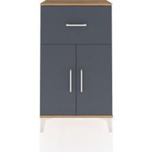 Arges Komodin Tek Raflı Tek Çekmeceli 2 Kapaklı 60X30X106 Çam-Antrasit