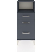 Arges Komodin Tek Raflı 3 Çekmeceli 44X30X106 Antrasit-Antrasit