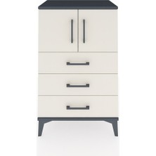 Hyperion Komodin Tek Raflı 3 Çekmeceli 2 Kapaklı 60X44X96 Antrasit-Aytaşı