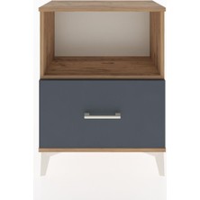 Arges Komodin Tek Raflı Tek Çekmeceli 60X30X80 Çam-Antrasit