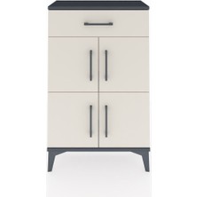 Arges Komodin Tek Raflı Tek Çekmeceli 4 Kapaklı 60X30X96 Antrasit-Aytaşı