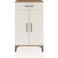 Arges Komodin 2 Raflı Tek Çekmeceli 2 Kapaklı 60X30X106 Çam-Aytaşı