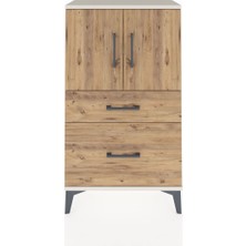 Arges Komodin 2 Raflı 2 Çekmeceli 2 Kapaklı 60X30X106 Aytaşı-Çam