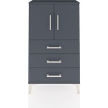 Arges Komodin 2 Raflı 3 Çekmeceli 2 Kapaklı 60X30X106 Antrasit-Antrasit