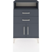 Arges Komodin Tek Raflı 2 Çekmeceli 2 Kapaklı 60X30X96 Antrasit-Antrasit