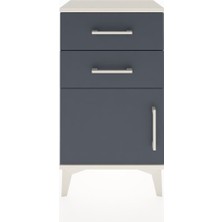 Arges Komodin Tek Raflı 2 Çekmeceli Tek Kapaklı 44X30X80 Aytaşı-Antrasit