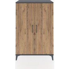 Hyperion Dolap 2 Kapaklı Tek Askılı 88X44X134 Antrasit-Çam