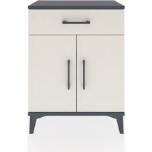 Arges Komodin Tek Raflı Tek Çekmeceli 2 Kapaklı 60X30X80 Antrasit-Aytaşı