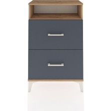 Arges Komodin Tek Raflı 2 Çekmeceli 60X30X96 Çam-Antrasit