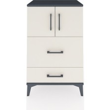 Hyperion Komodin Tek Raflı 2 Çekmeceli 2 Kapaklı 60X44X96 Antrasit-Aytaşı