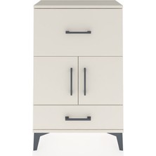 Arges Komodin Tek Raflı 2 Çekmeceli 2 Kapaklı 60X30X96 Aytaşı-Aytaşı