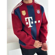 Bayern M Oversize Şardonlu Penye Sweat - B Munih 3 Iplik Şardonlu Sweatshırt