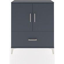 Arges Şifonyer 2 Raflı Tek Çekmeceli 2 Kapaklı 88X30X106 Antrasit-Antrasit