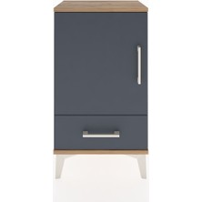 Arges Komodin 2 Raflı Tek Çekmeceli Tek Kapaklı 44X30X80 Çam-Antrasit