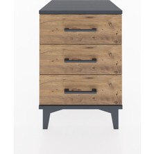 Hyperion Komodin 3 Çekmeceli 44X44X64 Antrasit-Çam