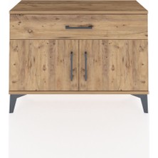 Arges Şifonyer Tek Raflı Tek Çekmeceli 2 Kapaklı 88X30X64 Çam-Çam