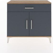 Arges Şifonyer Tek Raflı Tek Çekmeceli 2 Kapaklı 88X30X80 Çam-Antrasit