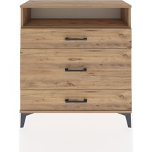 Arges Şifonyer Tek Raflı 3 Çekmeceli 88X30X96 Çam-Çam