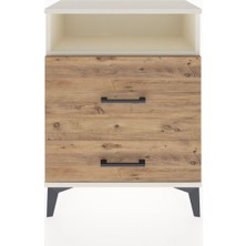 Arges Komodin Tek Raflı 2 Çekmeceli 60X30X80 Aytaşı-Çam