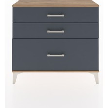 Arges Şifonyer 3 Çekmeceli 88X30X80 Çam-Antrasit