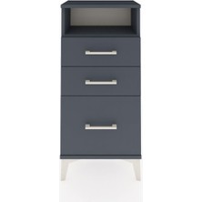 Arges Komodin Tek Raflı 3 Çekmeceli 44X30X96 Antrasit-Antrasit