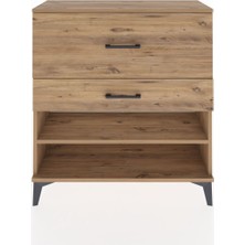 Arges Şifonyer Tek Raflı 2 Çekmeceli 88X30X96 Çam-Çam