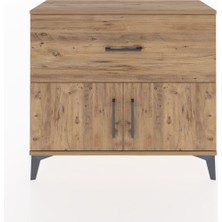 Dienni Arges 88X30X80 cm Tek Çekmeceli Tek Raflı Suntalam Şifonyer 2 Kapaklı Modern Tasarım Atlas Çam