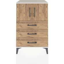 Hyperion Komodin Tek Raflı 3 Çekmeceli 2 Kapaklı 60X44X96 Aytaşı-Çam