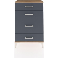Arges Komodin 4 Çekmeceli 60X30X96 Çam-Antrasit