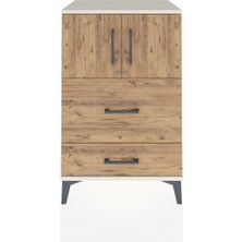 Hyperion Komodin Tek Raflı 2 Çekmeceli 2 Kapaklı 60X44X96 Aytaşı-Çam